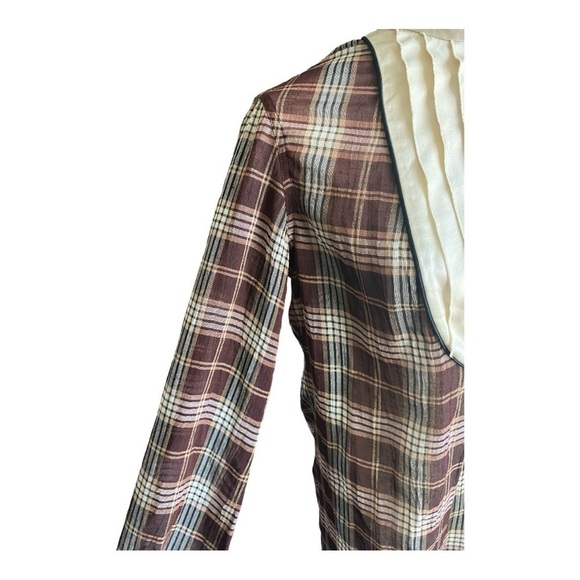 3.1 PHILLIP LIM-BROWN PLAID SEMI SHEER TOP OR MINI DRESS-SIZE 4 - Picture 3 of 11